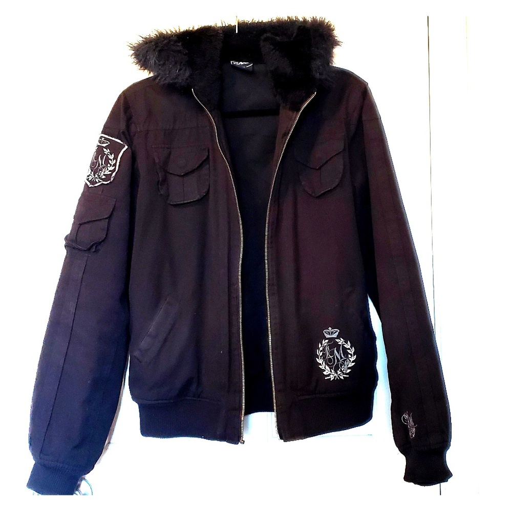 💔SOLD 💔Black FMF Faux Fur Hooded Jacket